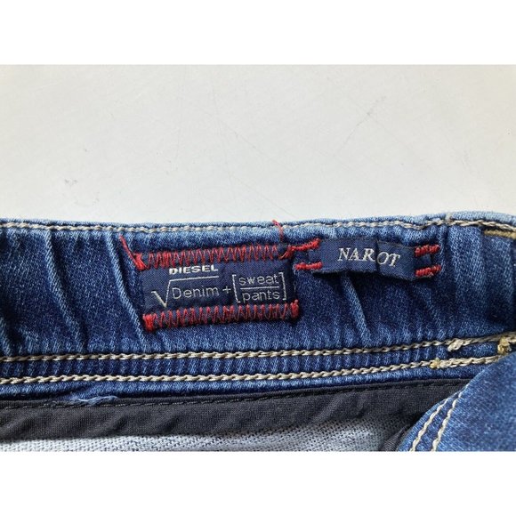 Men's DIESEL Narrot Distressed Medium Rinse Cotton Sweatpant Jeans, Size 34 - Picture 10 of 13